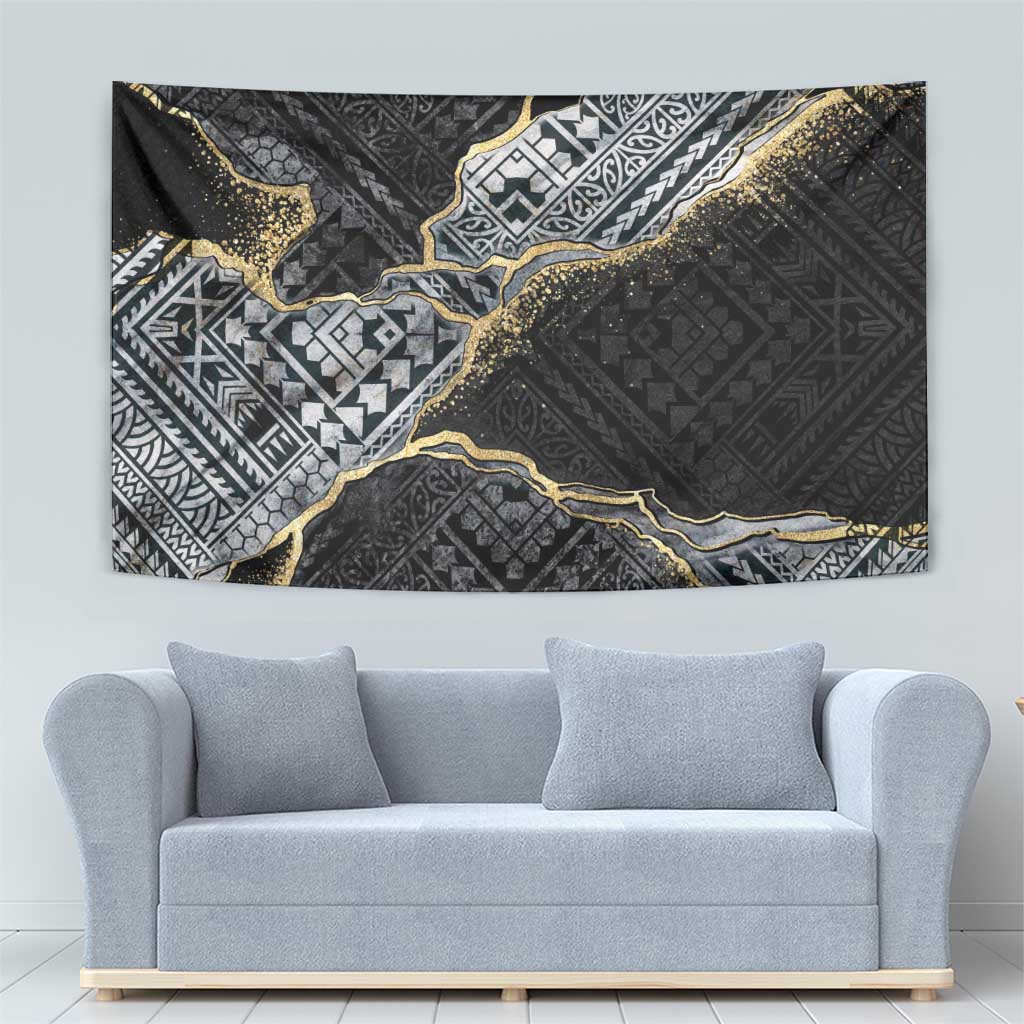 Polynesian Tribal Tattoo Tapestry Dark Marble Pattern LT9 - Polynesian Pride