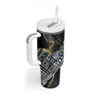 Polynesian Tribal Tattoo Tumbler With Handle Dark Marble Pattern LT9 - Polynesian Pride