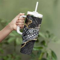 Polynesian Tribal Tattoo Tumbler With Handle Dark Marble Pattern LT9 - Polynesian Pride