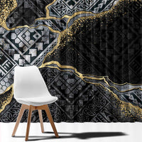 Polynesian Tribal Tattoo Window Curtain Dark Marble Pattern LT9 - Polynesian Pride