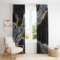 Polynesian Tribal Tattoo Window Curtain Dark Marble Pattern LT9 - Polynesian Pride
