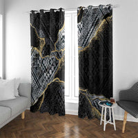 Polynesian Tribal Tattoo Window Curtain Dark Marble Pattern LT9 With Grommets Black - Polynesian Pride