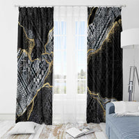 Polynesian Tribal Tattoo Window Curtain Dark Marble Pattern LT9 - Polynesian Pride