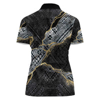 Polynesian Tribal Tattoo Women Polo Shirt Dark Marble Pattern LT9 - Polynesian Pride
