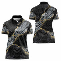 Polynesian Tribal Tattoo Women Polo Shirt Dark Marble Pattern LT9 - Polynesian Pride