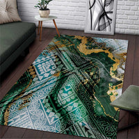 Polynesian Tribal Tattoo Area Rug Green Marble Pattern LT9 Green - Polynesian Pride