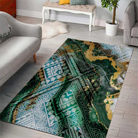 Polynesian Tribal Tattoo Area Rug Green Marble Pattern LT9 - Polynesian Pride