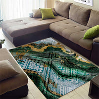 Polynesian Tribal Tattoo Area Rug Green Marble Pattern LT9 - Polynesian Pride