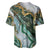 Polynesian Tribal Tattoo Baseball Jersey Green Marble Pattern