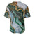 Polynesian Tribal Tattoo Baseball Jersey Green Marble Pattern