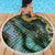 Polynesian Tribal Tattoo Beach Blanket Green Marble Pattern