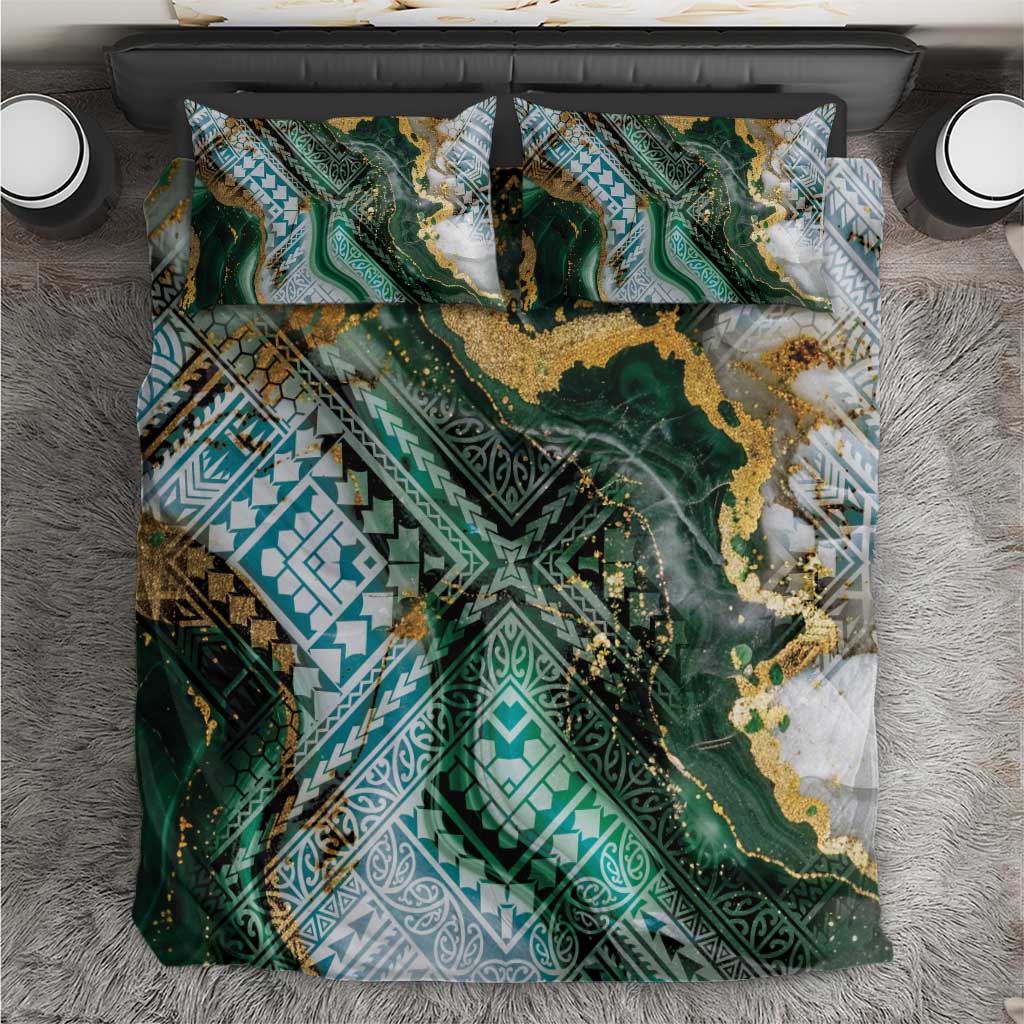 Polynesian Tribal Tattoo Bedding Set Green Marble Pattern LT9 Green - Polynesian Pride