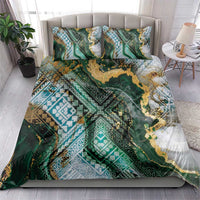 Polynesian Tribal Tattoo Bedding Set Green Marble Pattern LT9 - Polynesian Pride