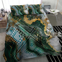 Polynesian Tribal Tattoo Bedding Set Green Marble Pattern LT9 - Polynesian Pride