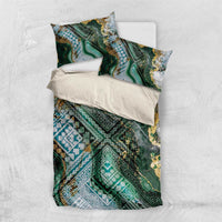 Polynesian Tribal Tattoo Bedding Set Green Marble Pattern LT9 US Twin 172cm x 218cm Green - Polynesian Pride