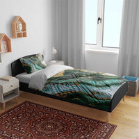 Polynesian Tribal Tattoo Bedding Set Green Marble Pattern LT9 - Polynesian Pride