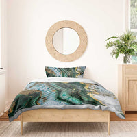 Polynesian Tribal Tattoo Bedding Set Green Marble Pattern LT9 - Polynesian Pride