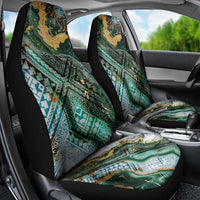 Polynesian Tribal Tattoo Car Seat Cover Green Marble Pattern LT9 - Polynesian Pride