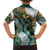 Polynesian Tribal Tattoo Family Matching Long Sleeve Bodycon Dress and Hawaiian Shirt Green Marble Pattern