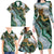 Polynesian Tribal Tattoo Family Matching Long Sleeve Bodycon Dress and Hawaiian Shirt Green Marble Pattern