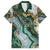 Polynesian Tribal Tattoo Family Matching Long Sleeve Bodycon Dress and Hawaiian Shirt Green Marble Pattern