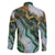 Polynesian Tribal Tattoo Family Matching Long Sleeve Bodycon Dress and Hawaiian Shirt Green Marble Pattern