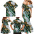 Polynesian Tribal Tattoo Family Matching Mermaid Dress and Hawaiian Shirt Green Marble Pattern