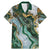 Polynesian Tribal Tattoo Family Matching Mermaid Dress and Hawaiian Shirt Green Marble Pattern