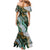 Polynesian Tribal Tattoo Family Matching Mermaid Dress and Hawaiian Shirt Green Marble Pattern