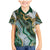 Polynesian Tribal Tattoo Family Matching Mermaid Dress and Hawaiian Shirt Green Marble Pattern