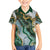 Polynesian Tribal Tattoo Family Matching Short Sleeve Bodycon Dress and Hawaiian Shirt Green Marble Pattern