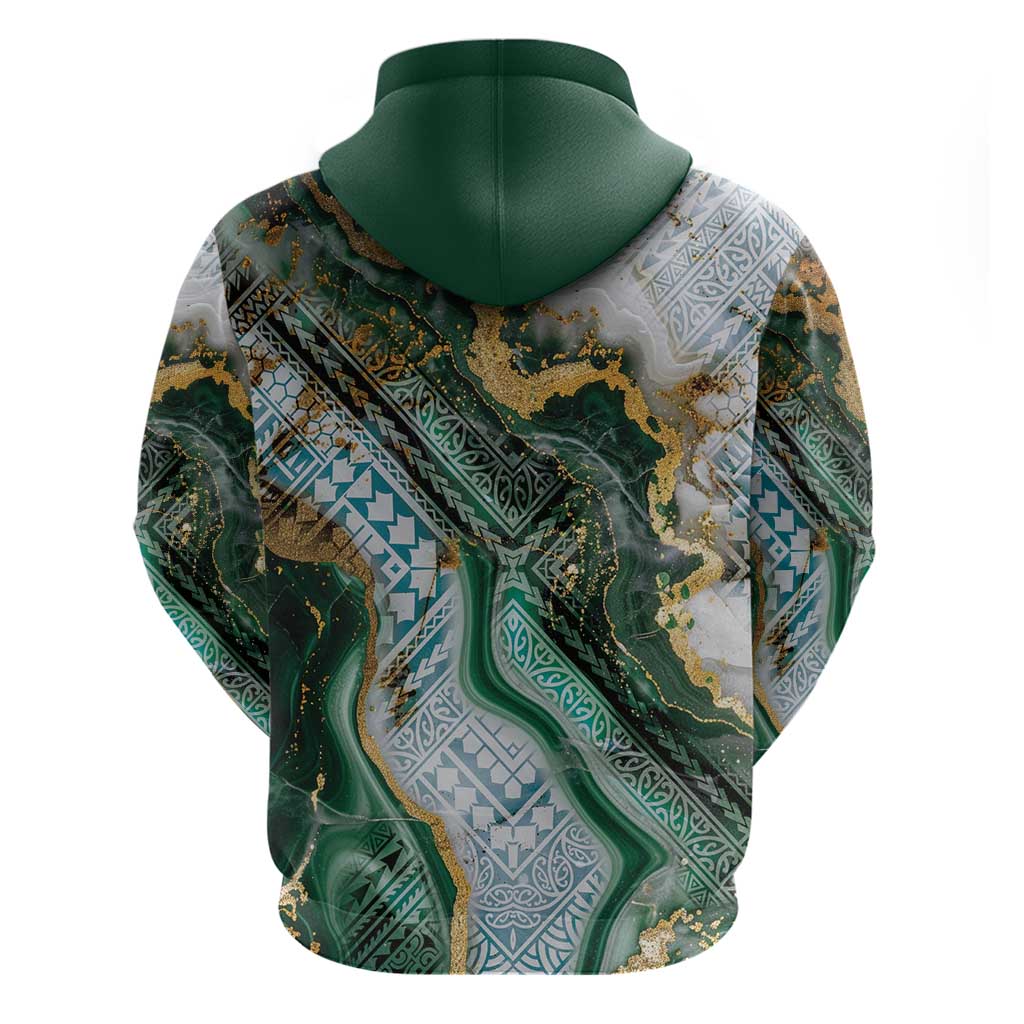 Polynesian Tribal Tattoo Hoodie Green Marble Pattern LT9 - Polynesian Pride