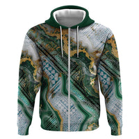 Polynesian Tribal Tattoo Hoodie Green Marble Pattern LT9 Zip Hoodie Green - Polynesian Pride