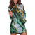 Polynesian Tribal Tattoo Hoodie Dress Green Marble Pattern