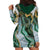 Polynesian Tribal Tattoo Hoodie Dress Green Marble Pattern