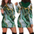 Polynesian Tribal Tattoo Hoodie Dress Green Marble Pattern