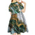 Polynesian Tribal Tattoo Kid Short Sleeve Dress Green Marble Pattern