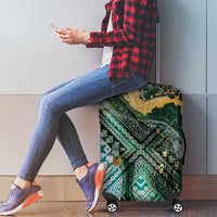 Polynesian Tribal Tattoo Luggage Cover Green Marble Pattern LT9 - Polynesian Pride