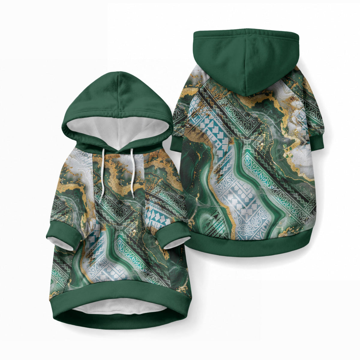 Polynesian Tribal Tattoo Pet Hoodie Green Marble Pattern LT9 Pullover Green - Polynesian Pride