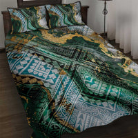 Polynesian Tribal Tattoo Quilt Bed Set Green Marble Pattern LT9 Green - Polynesian Pride
