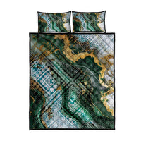 Polynesian Tribal Tattoo Quilt Bed Set Green Marble Pattern LT9 - Polynesian Pride