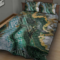 Polynesian Tribal Tattoo Quilt Bed Set Green Marble Pattern LT9 - Polynesian Pride