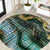 Polynesian Tribal Tattoo Round Carpet Green Marble Pattern