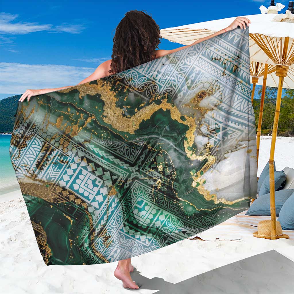 Polynesian Tribal Tattoo Sarong Green Marble Pattern LT9 One Size 44 x 66 inches Green - Polynesian Pride