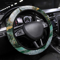 Polynesian Tribal Tattoo Steering Wheel Cover Green Marble Pattern LT9 Universal Fit Green - Polynesian Pride
