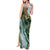 Polynesian Tribal Tattoo Tank Maxi Dress Green Marble Pattern