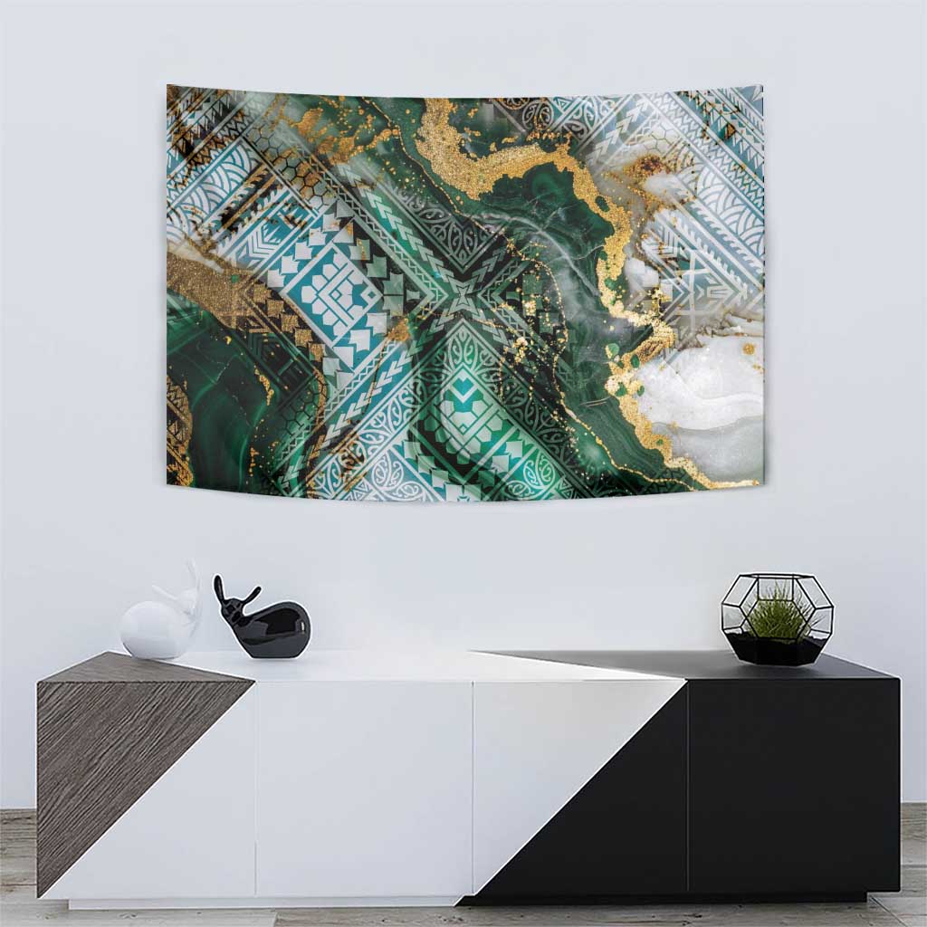 Polynesian Tribal Tattoo Tapestry Green Marble Pattern LT9 - Polynesian Pride
