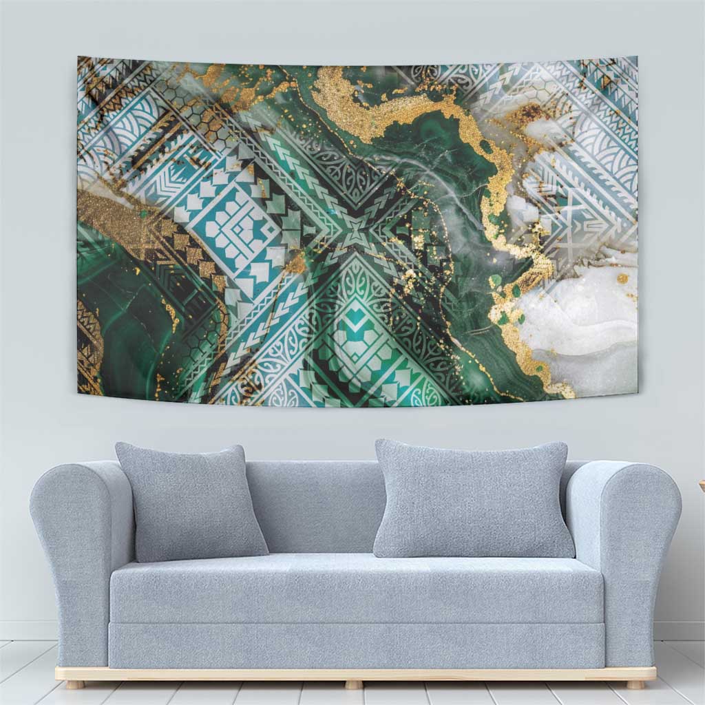 Polynesian Tribal Tattoo Tapestry Green Marble Pattern LT9 - Polynesian Pride