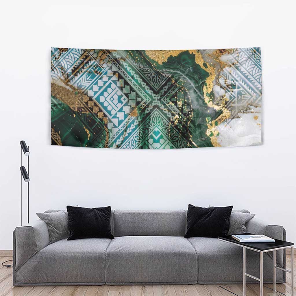 Polynesian Tribal Tattoo Tapestry Green Marble Pattern LT9 - Polynesian Pride