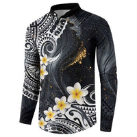 Polynesian Tribal Tattoo Button Sweatshirt Plumeria Black Gold Marble Pattern LT9 - Polynesian Pride